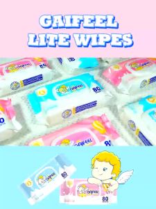 GAIFEEL LITE  ผ้าเช็ดทําความสะอาดเด็ก กลิ่นแคนดี้ ไม่มีกลิ่น 80 แผ่น สําหรับเด็ก 5 แพ็ก