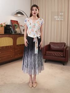 Youthful Patterned Polka Dot Hem Tie Blouse