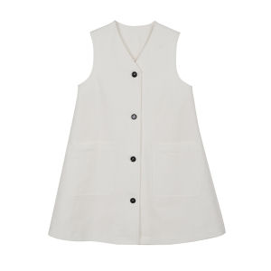 LE.SHERO | LE.SHERO Ageless Fashionable Sleeveless Vest Dress Versatile Solid Color Summer New Arrival A-Line Skirt Style Cotton Polyester Blend