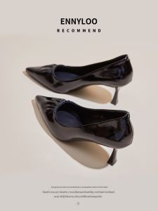 รองเท้าส้นสูงหนังนิ่มสีดำสำหรับผู้หญิง ทรงหัวแหลมเซ็กซี่ ทรงหัวแหลม รองเท้าส้นเดี่ยว รองเท้าทำงาน รองเท้าแฟชั่น รองเท้าทำงาน