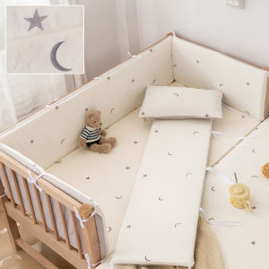 Crib Bed Circumference Soft Bag Anti-Collision Baby Bedding Kit Removable and Washable Kids Patchwork Bed Guardrail Enclosure Cloth