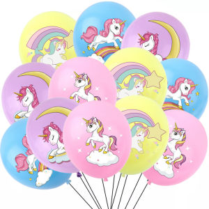 Rainbow Unicorn Latex Balloons for Kids Birthday Party Decorations Baby Shower Party Toys 12 " 12Pcs
