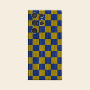 Blue Yellow Checkerboard Luxury Fashion Full Lens Protective Case for Samsung Galaxy S26 S25 S24 A56 A36 Plus Ultra