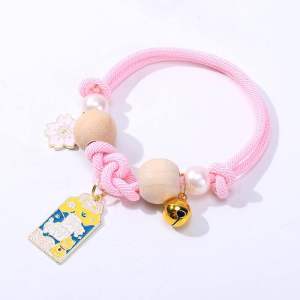 Cat Flea & Tick Collar Natural Camphor Wood Mosquito Repellent Pet Collar with Bell & Lucky Charm Adjustable Comfortable New Year Neckwear Anti-Slip Handmade Rope Collar Chemical-Free Skin-Friendly Pest Prevention for Cats & Small Dogs