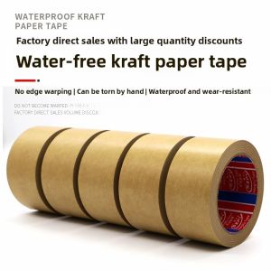 High Stickiness Kraft Paper Tape Hand Tear Paper Based Artwork Frame Matting 30m Box Sealing Packaging Adhesive Tape