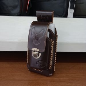 Aksesoris Handphone Tas sarung Hp Pinggang Kulit sapi Dua Slot Hp Ukuran Maksimal 7 inchi
