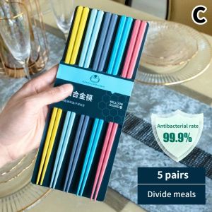 Chopsticks Set Chinese Chopsticks Reusable Mixed Color Chopstick Sushi Noodle Sticks Household Kitchen Tools Party Supplies