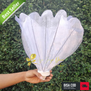 KELOPAK BUNGA/CUP BUNGA MODEL BUNGA KAMBOJA + FITINGAN TERMURAH TERLARIS BAHAN KAIN ORGANDI DIAMETER 50 CM