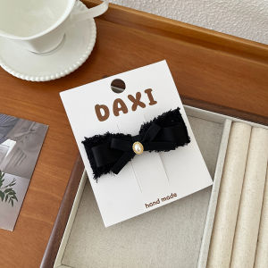 Black Retro Butterfly Knot Hair Clips for Girls Childrens Side Fringe Hair Accessories Adorable Headwear Casual Style