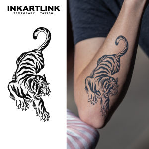 Tiger Temporary Tattoo - 15-Day Waterproof Body Art 3D Tiger Claw Etching Tech for Asian Festival