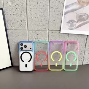 Luxury Gradient Hit Color Soft Bumper Magnetic Case For iPhone 17 16 15 14 13 18 Pro Max Plus For Magsafe Wireless Charge Cover