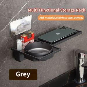 No-Drill Bathroom Wall Mounted Rack Place The Phone Rack Wall Tray Plastic Bathroom Storage Rack Wall Partition Bedside Organize Rack