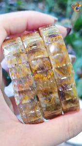 Collection Grade Gold Auralite 23 Cacoxenite Shou Pai Bracelet