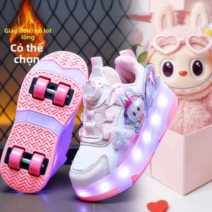 Stylish Hidden 4-Wheel Girls Plush Shoes