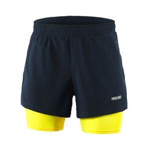 AI Suou Sports Shorts Mens Summer Double-Layer Quick-Drying Breathable Safety Marathon Training Fitness Three Points Running Pants