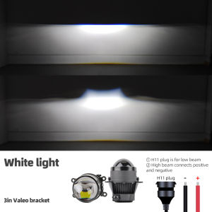 Tricolor Car Headlights H11 Led High Power 3Inch Fog Lamp Projector 3000K 4300K 6000K for Toyota Lens Fog Light Upgrade 12V
