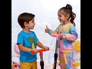 3-Wheel Adjustable Height Kick Kids Scooter. Durable Scooter with Flashing Wheels that lights up.