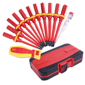 Electrician Repair Tools Kit 13pcs 1000V Changeable VDE Insulated Screwdrivers Set with Magnetic Slotted Bits Hand Tool Kit