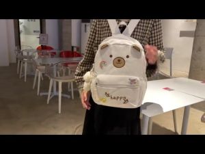 WYK104B Tas Ransel Wanita Korduroi Muka Beruang Face Bear Backpack Feather Impor TKM