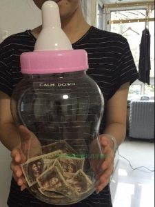 Large Creative Cartoon Transparent Milk Bottle Savings Jar Cute Plastic Money Box Special Size Festival Gift Idea