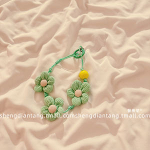 Portable Knitted Flower Beads Mobile Phone Chain Hand Strap Keychain Anti-Lost Fresh Womens Style Universal Compatible Apple Huawei Phone Case