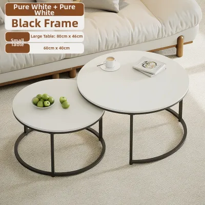 Creatively Designed Small Space Friendly Round Easy Assembly Iron & Marble Coffee Table
