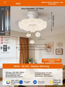GUJIA | French Cloud Style Integrated Ceiling Fan Light