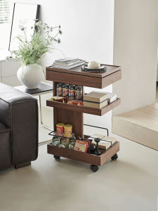 Zhonggu Jianyu Movable Coffee Table Trolley Sofa Side Table Corner Table Living Room Small Apartment Storage Solid Wood Dining Car