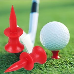 50pcs Portable Plastic Golf Tee Red Golf Nail Practice Supplies Wheel Shaped Double Limit Seat Ball Durable Not Easy To Break
