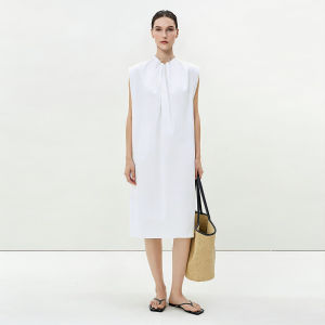 AMII | Đầm Dáng Rộng Vai Rộng Dây Đai Co Giãn Chất Cotton Phong Cách Văn Phòng