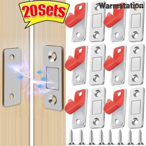 20/1Set Magnetic Door Catch Ultra-Thin Cabinet Catches Door Closed Magnets Sheet Adhesive Closet Drawer Window Magnet Latches