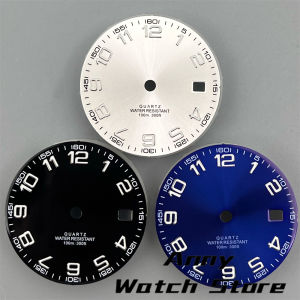 29mm Quartz Watch Dial Black White Blue Dial Green Luminous Fit RONDA 515 Quartz Movement