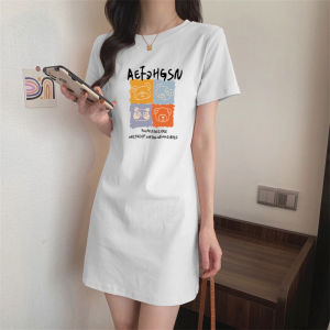 ชุดเดรสแขนสั้นผู้หญิงสไตล์เกาหลีหลวมๆ ฤดูร้อน 2025 ชุดเดรสแขนสั้นสไตล์ฮาราจูกุ เทรนด์ฮ่องกง ชุดเดรสแขนสั้นสไตล์เกาหลี