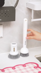 【SKIT SG】Ecoco Multi Function Pot Brush Rotating Long-Handle & Refillable Short-Handle Pot Brush Set Ecoco Creative Squeezable Liquid Pot Brush with Handle Kitchen Household Dishwashing Pot Washing Brush Long Handle Rotatable Cleaning Brush