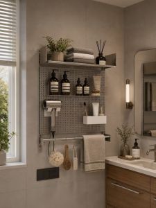 ALEDAN | Stainless Steel Perforated Panel Wall Shelf