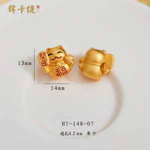 Good Luck Cat Cartoon Charm Bracelet Beads DIY Accessories through Hole Woven Rope Fashion Jewelry Hand Chain String