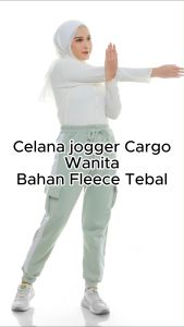 Armisth - Celana Cargo Panjang Wanita Fleece Tebal / Celana Olahraga Joger Cargo Cewe Modern