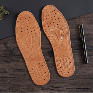 Leather Insoles Man for Flat Feet Breathable Sweat Insole Absorption Odor Prevention Ventilation Thickened Sports Soft Sole