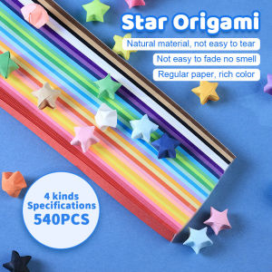 540PCS Colorful Paper Stars Origami DIY Stars Origami Paper Strips Fold Hand Crafts Colorful Cartoon Lucky Star Birthday Teacher Decoration Paper星星纸