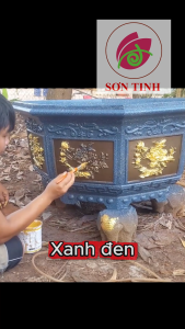Sơn chậu kiểng hệ nước ngoài trời màu xanh đen Yes hoặc Okay Paint lon 1kg