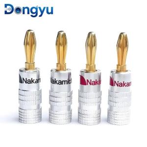 Nakamichi Solder-Free 4mm Banana Connector 24K Pure Copper Gold Plated For HiFi Amplifier & Speaker Cabling
