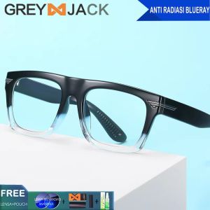 Grey Jack Kacamata Antiradiasi Blueray Korean Style Kotak TR90 Kokoh Fashion Wanita & Pria Terbaru 3394