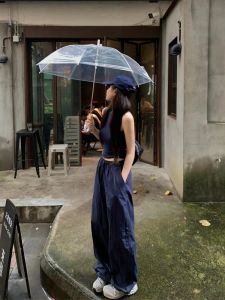 Quần Dài Công Sở Nhanh Khô Thường Ngày Mỏng Mùa Hè Cho Nữ Quần Dài Jazz Nhún Bèo Cạp Cao Rộng Rãi Bằng Polyester