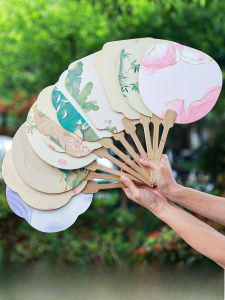 Handmade Blank Fan Diy Calligraphy Painting Cultural Creative Fan round Paper Fan Bone Material Bamboo Ancient Style Fan