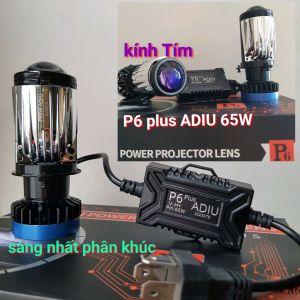 Bóng đèn Bi P6 plus ADIU 65W G63 Black ADIU T2 Pro ADIU kính Tím chân H4 sáng rộng sáng mạnh