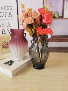 Home Decorative Glass Flower Vase Creative Gradient Color Retro Flower Pot Fresh Flowers Water Cultivation Luxury Ornament