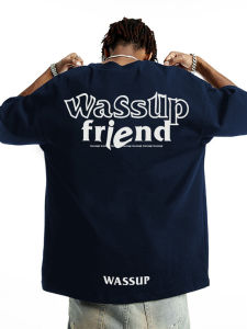 Wassup Heods American Design Short Sleeve Cotton T-Shirt Loose Fit Summer Casual Wear for Men Youth Fashion Brand Logo Print