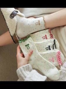Vớ cao cổ bèo nàng thơ in hình Nơ cho nữ cao cấp vải dệt co dãn tốt đi êm chân thời trang sành điệu