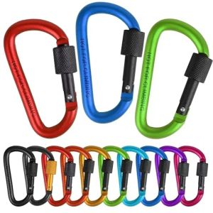 Carabiner Clips with Screw Gate 4Pcs Carabiners Hiking Clips with 7.5mm Diameter Aluminum Rod EDC Outdoor Camping Equipment Hook