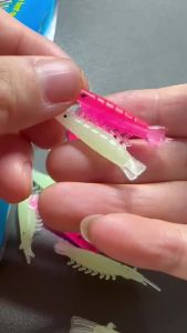 Mr.Lurion 100/200pcs 4cm 0.5g Shrimp Lures in Saltwater Soft Fake Luminous Shrimp Lure Bait for Bass Pike Marine Fish